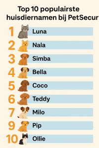 Top 10 honden en kattennamen PetSecur